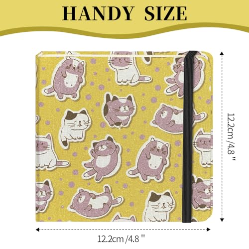 E-WEICHEN Square 4.8x4.8 inches 80gsm 96sheets/192 Pages Notebooks Blank Sketchbooks Travel Journal Pocket Hardcover Paint Writing Diary Memo Planner Cloth Cover. Yellow Cat - color: Cloth Cover-4.8x4.8in-Yellow Cat