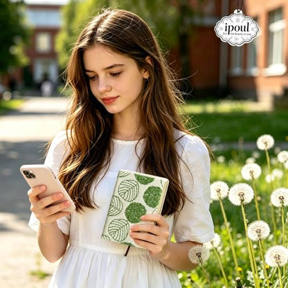 Pocket Notebook, A6 Journal, Small Embroidered Journal, Cute Fabric Notebook, Lay Flat Hardcover Journal, 4x6 Lined Notebook & Sketchbook, Personal Writing Journal for Women, White Leaf - color: A6-Leaf White