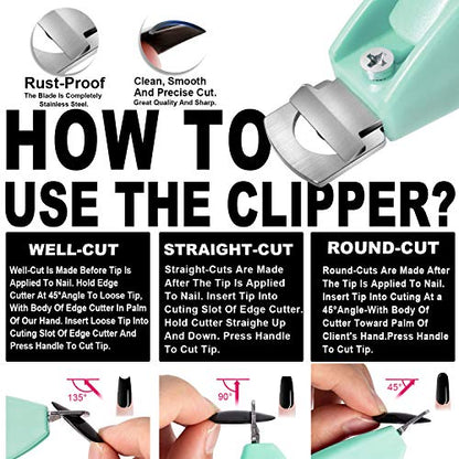 Green Adjustable Artificial Acrylic Fake Nail False Nail Tip Clipper Cutter Trimmer Manicure Pedicure Sharp Blade Clip Tool For Salon Home Nail Art Beauty Design DIY - color: Acrylic Green
