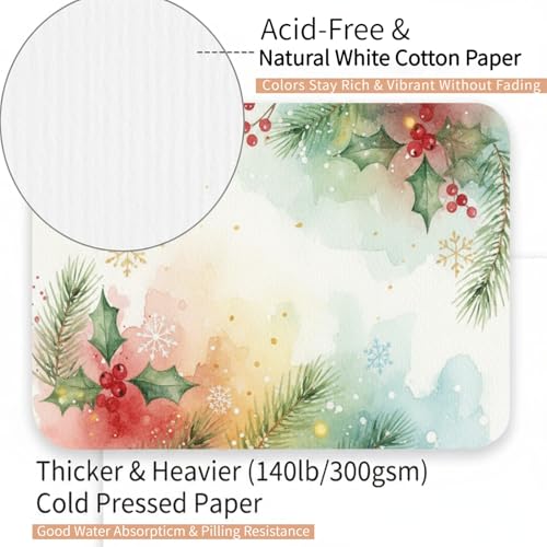 100 Sets Watercolor Paper, 4x6 Inch Watercolor Cards with Envelopes, 140lb/300gsm Water Color Paper, Art Supplies for Adults Kids, Cold Press Textured Cotton Sheets, Artist Painting Drawing Postcards