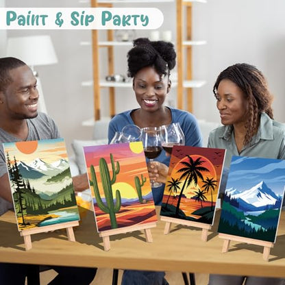 16 Pcs Pre Drawn Canvas for Painting for Adults Kids Sip and Paint Kit Pre Printed Canvas to Paint DIY Art Party Supplies Girls Night Date Night (Landscape, 8x10 in) (Pack of 2) - size: 8x10 in (Pack of 2), style: Landscape