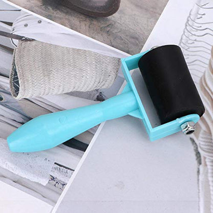 Printmaking Brayer, 3.5cm Plastic Handle Rubber Printmaking Brayer Flexible Ink Painting Rubber Roller Art Stamping Tool Painting Tools Strong Hiding Power(Blue)