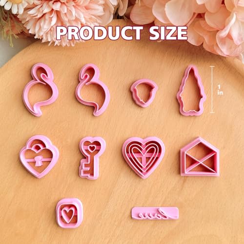 Keoker Valentines Day Polymer Clay Cutters, 10 Shapes, for Earrings Making, Small, Unique, Holidays, Adult - color: earring clay cutters 2