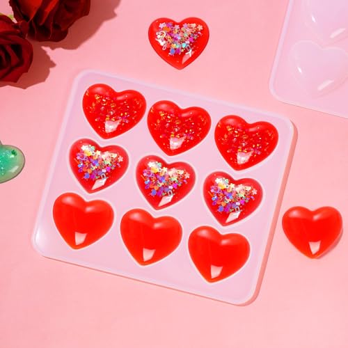 HOVEOX 2 Pieces Heart Shape Resin Molds Heart Shape Epoxy Molds Heart Silicone Molds for Resin Heart Resin Molds for Craft Making (2)