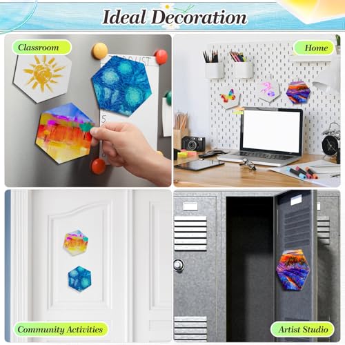 Nezyo 75 Pieces Magnetic Painting Canvas Panel Mini Canvas Boards Mini Canvases Tile Art for Painting Magnetic Fridge Locker Art Paints Crafts DIY Kit (Hexagon,3 Inch) - size: 3 in, style: Hexagon