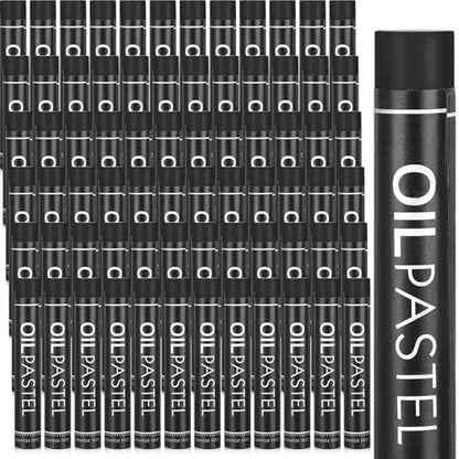 Nezyo 72 Pieces Black Oil Pastels Bulk for Artists Soft Oil Crayons Single Color Hexagonal Creamy Pastel Refill Set for Teachers Beginners Artists Painting Drawing Relaxing Blending - color: Black