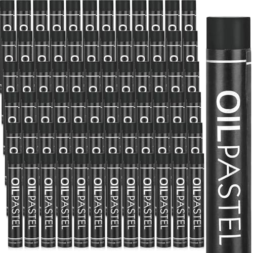 Nezyo 72 Pieces Black Oil Pastels Bulk for Artists Soft Oil Crayons Single Color Hexagonal Creamy Pastel Refill Set for Teachers Beginners Artists Painting Drawing Relaxing Blending - color: Black