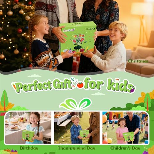Air Dry Clay Kit - Vegetable Theme, Modeling Clay for Kids, DIY Magic Clay with Tools and Tutorials, 12 Boxes Molding Clay, Ultra Light, Soft & Non-Sticky, Arts and Crafts Gift for Kids - color: Vegetable Theme