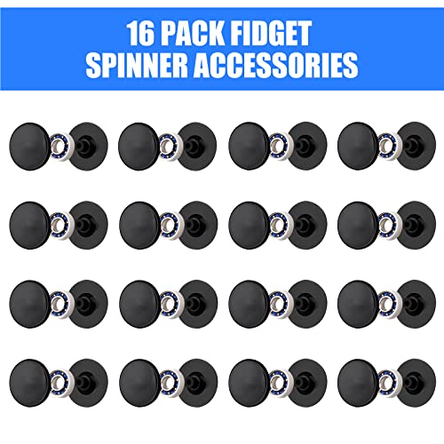16 Pack Fidget Spinner Bearing and Cap Replacement Set, Chrome Steel Bearing Balls, High Speed 13mmx7mmx4mm Bearings Single Sealed Small Bearings for Fidget Spinner - size: ONLY 16 BLACK Cap Bearings
