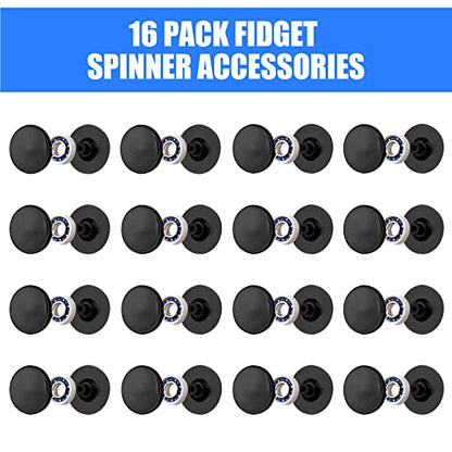 16 Pack Fidget Spinner Bearing and Cap Replacement Set, Chrome Steel Bearing Balls, High Speed 13mmx7mmx4mm Bearings Single Sealed Small Bearings for Fidget Spinner - size: ONLY 16 BLACK Cap Bearings