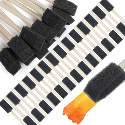 150 Pcs 1 Inch Foam Paint Brushes, Bulk Wood Handle Sponge Brushes for Painting, Staining, Varnishing, Crafts & DIY Projects
