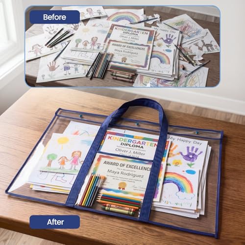 GAMENOTE 3 Pack Large Poster Storage Bags for Teachers, Clear Hanging Bulletin Board Organizer for Classroom Posters, Anchor Charts, Borders & Art Projects, 31.5" x 25.5"