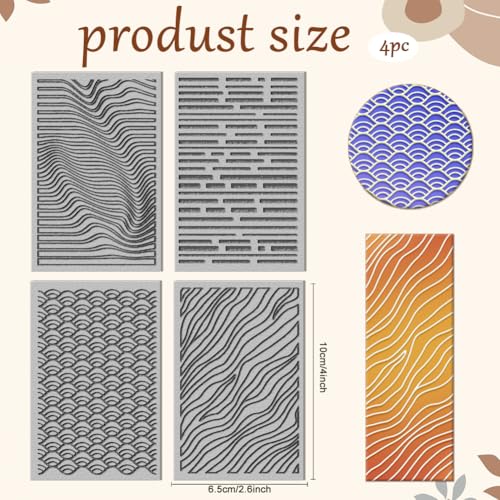 CHGCRAFT 4 Sheets Art Simple Lines Clay Texture Mat Wavy Patterns Polymer Clay Texture Sheets DIY Tools for Pottery Earring Jewelry Making Stamp Engraving Machines, 4x2.6inch - style: Simple Lines