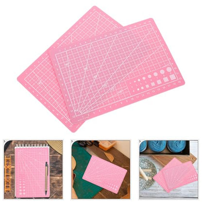 2pcs A5 Dual-sided Self-healing Silicone Craft Cutting Mats for Sewing Quilting and DIY Art Projects, Pink Hobby Table Protection Pads