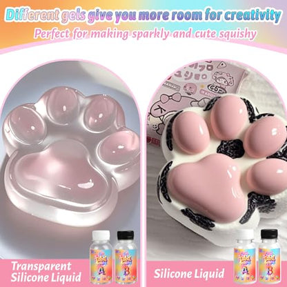 GiftmiyHime Taba Squishy Making Kit – Two Different Sets of A+B Silicone (Clear & Translucent) for Beginners to Create Various Squishy Styles