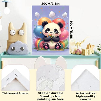 WEMEON Panda Paint by Numbers Kit for Kids with Frame and Easel, Easy Paint by Numbers Kits for Kids Ages 8-12, Small Painting by Number for Birthday Gift, Painting Party(10X12inch) - color: DAYH-0072-US(8X12inch)