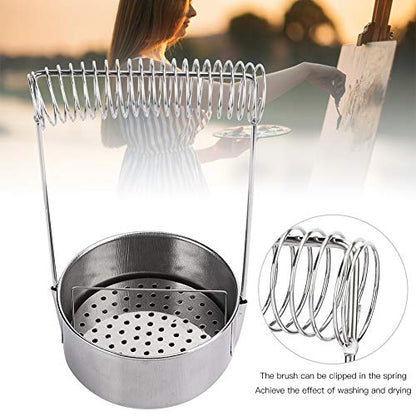 Paint Brush Washer, Stainless Steel Brush Washer for Painting, Paint Brush Cup, with Wash Tank Filter Screen Holder Spring, to Clean and Dry Paint Brushes (Not for Large Brushes)