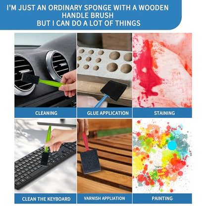 24Pcs Foam Paint Brushes, Coloful Plastic Handle Sponge Brushes for Painting, Paint Sponge -Lightweight&Durable -Premium Foam Brushes Set, Staining, Varnishes and DIY Craft Projects (1", 2" and 3") - color: Colorful