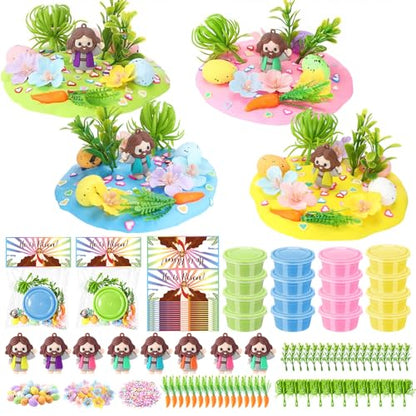 Tinlade 273 Pcs/24 Set Air Dry Clay Spring Crafts with Colorful Modeling Clay Resin Figurines Foam Eggs Flowers Grass Card Bag for Christian Party Favors Stuffers Goodie Bag Filler(Jesus) - style: Jesus