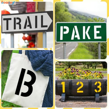 10 Inch 42 Pcs Reusable Letter Number Symbol Stencils, Plastic Painting Templates for Wood Wall Fabric Rock Chalkboard Signage School Door Porch DIY Art Craft Decoration Projects - size: 10 inch（White）