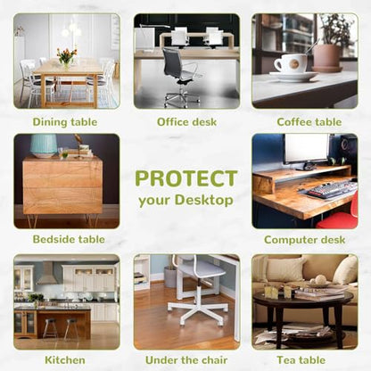 14 x 60 Inch Clear Table Cover Protector, 2mm Thick Clear Desk Mat, Plastic Table Cover, Vinyl Table Protector, Desk Mats on Top of Desks - size: 14" x 60"