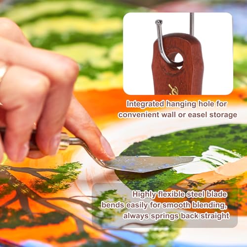 MECCANIXITY Pack of 1 Large Palette Knife No.13, 10.6" Long Palette Knives with Stainless Steel Flexible Spatula Pallet Knife and Wood Handle for Scraping, Mixing, Oil Acrylic Painting Canvas - style: No.13