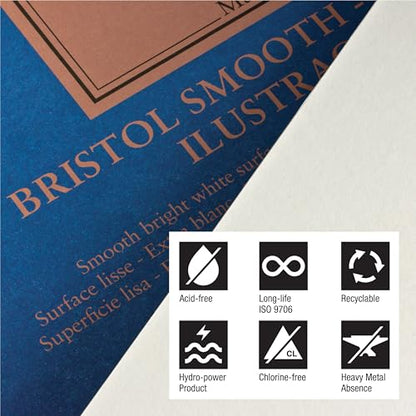Fabriano 1264 Bristol Smooth Pad, 14" x 17", Glue Bound, 100 lb., 3-Pack - size: 14" x 17", 3-Pack