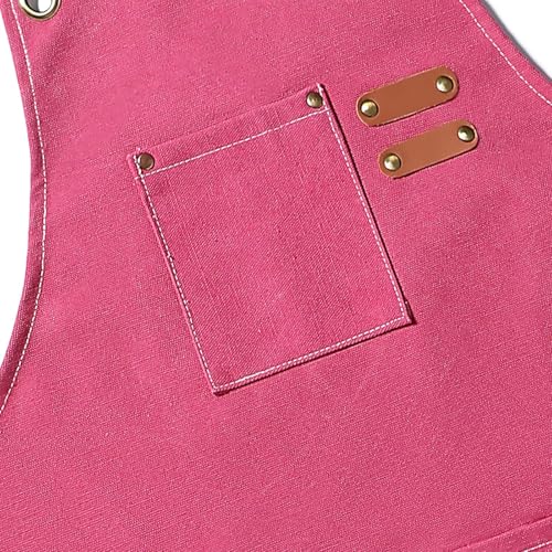 AFUN Aprons for Men Women with Large Pockets, 16-Ounce Cotton Canvas Cross Back Apron - color: Pink