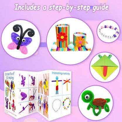 VLUSSO 3000Pcs DIY Arts and Crafts Supplies Kit for Kids - Kids Craft Kits Art Supplies Material Set with Pipe Cleaner All in 1 Crafts Activity Gifts Toys for Girls Boys Age 4-6, 6-8, 8-12 Years - size: 3000+ Pieces