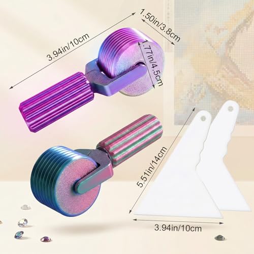 PASDUCHAS 2 Pack Diamond Art Roller Straightener, DIY Rhinestone Painting Accessories with 2 Pcs Diamond-Paint Art Aligning Tools