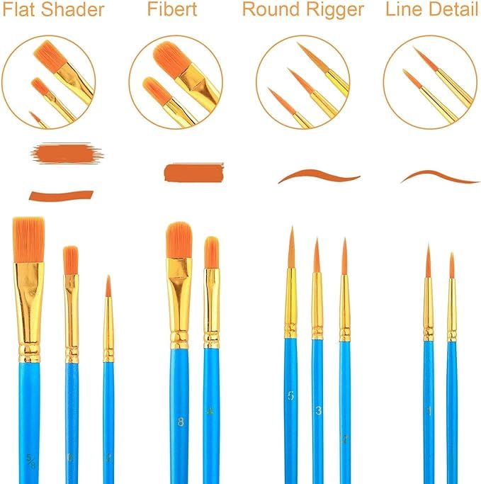 Painting Brush Palette Set, with 6 Packs of 60 Brushes and 6 Palettes,Nylon Brush Head, Suitable for Oil Watercolor, etc., Perfect Art Painting Set. - size: 60 Brushes 6 Palettes