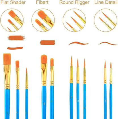 Painting Brush Palette Set, with 6 Packs of 60 Brushes and 6 Palettes,Nylon Brush Head, Suitable for Oil Watercolor, etc., Perfect Art Painting Set. - size: 60 Brushes 6 Palettes
