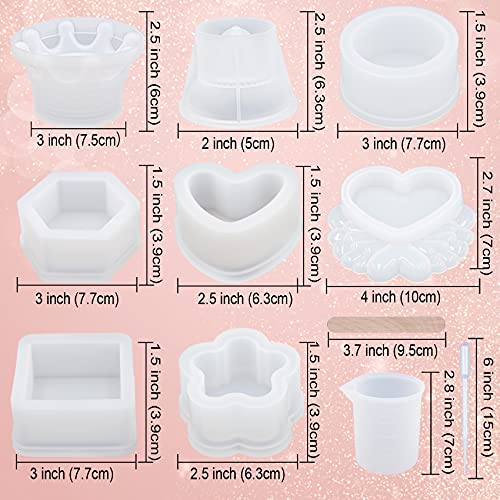 EuTengHao Resin Molds 43Pcs Silicone Molds for Resin, Epoxy Crown Shape Mold Heart Shape Mold with Mica Powder for Storage Box Jewelry Trinket Container DIY Resin Casting Crafts