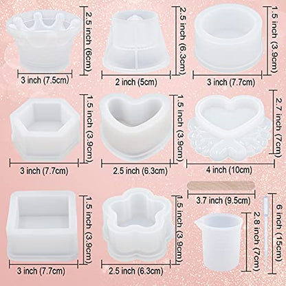 EuTengHao Resin Molds 43Pcs Silicone Molds for Resin, Epoxy Crown Shape Mold Heart Shape Mold with Mica Powder for Storage Box Jewelry Trinket Container DIY Resin Casting Crafts