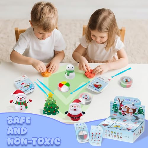 Air Dry Clay Kit - Christmas Crafts for Kids 12 Boxes Winter Theme, Ultra Light & Soft, Safe & Non-Toxic, DIY Modeling Clay with Sculpting Tools und Tutorials, Creative Arts und Crafts Toys Gifts