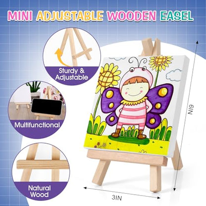 ESRICH 10 Set Mini Canvas Painting Kit, Minis Acrylic Paint Set, St. Patrick's Party Gifts,4 * 4inCanvas with Easel, Acrylic Paints,Brushes,Palette,Mini Easel Canvas for Kids Adults Painting Party - size: 10 set 4 x 4 inches