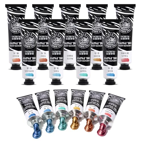 Paul Rubens Metallic Oil Paint Set,9 Colors*60ml Large Tubes, Professional Oil Based Paint for Canvas Paint, High Saturation and Consistency, Oil Paints Supplies for Artists, Students, Beginners - color: 9 metallic colors