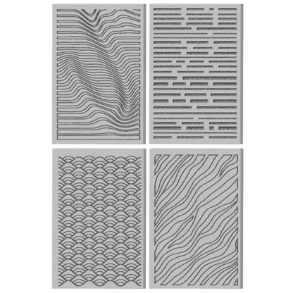 CHGCRAFT 4 Sheets Art Simple Lines Clay Texture Mat Wavy Patterns Polymer Clay Texture Sheets DIY Tools for Pottery Earring Jewelry Making Stamp Engraving Machines, 4x2.6inch - style: Simple Lines