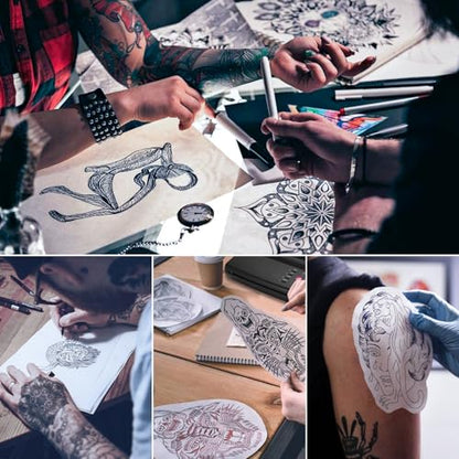 Tattoo Transfer Paper, 100 Sheets Tattoo Stencil Paper, Stencil Paper for Tattooing- A4 Sizes, Tattoo Stencil Kit, Carbon Tracing Pape,4 Layers Thermal Transfer Paper DIY Tattoo