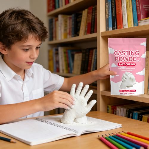 Plaster Powder | 100g Water Activated Easy Mixing - Craft Clone Powder Hand Casting Kit - for Mold Making Hand Sculpture Art Projects Beginners Couples Family
