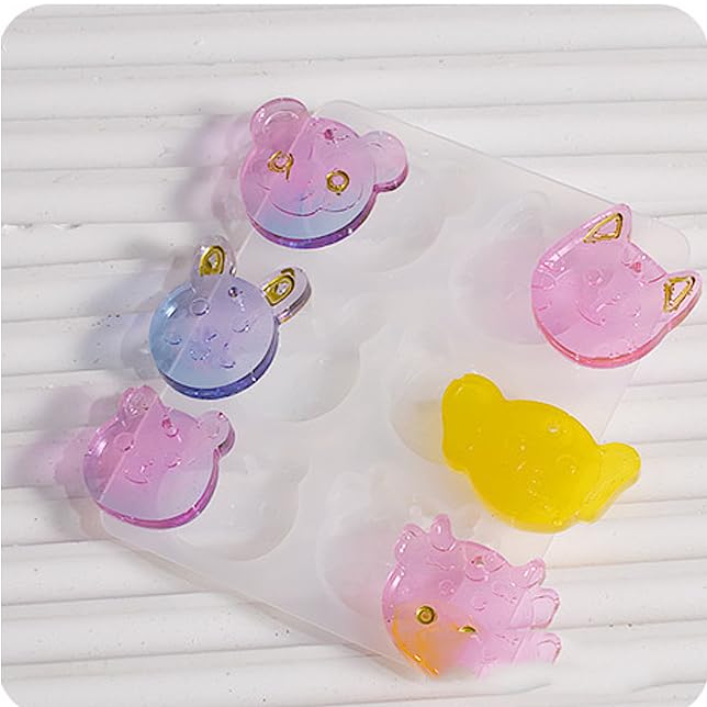 1PC Rabbit/Dragon/Cat Pendant Silicone Molds Animal Epoxy Casting Molds for Earring Necklace Keychain Charms Pendants Jewelry Making DIY Gem Cabochon Craft Supplies White 89x71x6mm - color: White-18