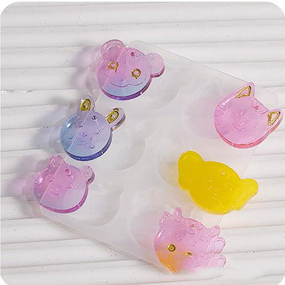1PC Rabbit/Dragon/Cat Pendant Silicone Molds Animal Epoxy Casting Molds for Earring Necklace Keychain Charms Pendants Jewelry Making DIY Gem Cabochon Craft Supplies White 89x71x6mm - color: White-18