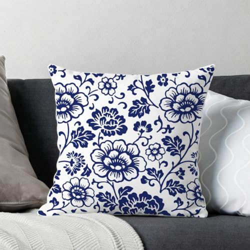 2 Sheets Chinoiserie Peony Floral Silk Screen Stencil, Blue White Porcelain Self-Adhesive Silk Screen Stencils Reusable Mesh Stencil for DIY Crafts, Scrapbooking, Home Decor - style: Chinoiserie Peony