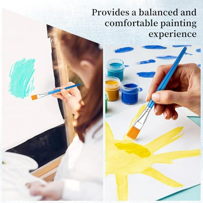 20 Pcs 3/4 Inch Flat Paint Brushes, Acrylic Brush Wide Synthetic Bristles Paintbrushes Small Watercolor Brushes Bulk Craft Paint Brush with Wooden Handle for Detail Art Painting Oil, Face Body Art