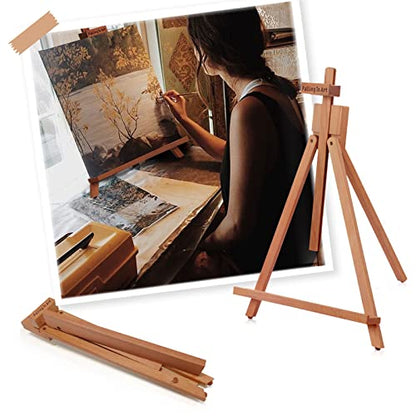 Falling in Art Beechwood 25’’ Tabletop Easel Display Stand Set for Painting- Holding Canvas Up to 22 1/2 Inches High, 2 Pack Artist A-Frame Tripod with Rubber Feet, Portable Photo and Sign Holder - size: 2 Pack