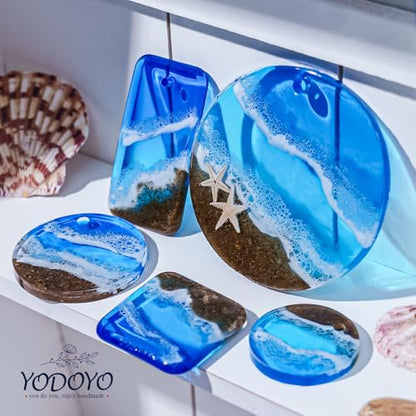 YODOYO 31-Cavity Silicone Resin Mold Set, Flat Circle, Square and Oval Keychain Molds, Round Earring with Hole and Jewelry Casting Molds for Epoxy Resin, DIY Pendant, Necklace, Pet Tag Mould