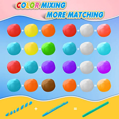 Air Dry Clay, 14 Colors Modeling Magic Clay for Kids | Includes Tools, Soft & Ultra Light, Ages 3-8+ Years, Boys & Girls - color: 14 Colors