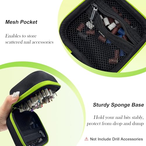81 Holes Nail Drill Bit Holder, Nail Bits Display Organizer Container, Waterproof Portable Organizer Bag, Efile Nail Bits Professional Nail File Bits Manicure Tools, (Green) (ONLY CASE) - color: Green