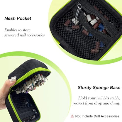 81 Holes Nail Drill Bit Holder, Nail Bits Display Organizer Container, Waterproof Portable Organizer Bag, Efile Nail Bits Professional Nail File Bits Manicure Tools, (Green) (ONLY CASE) - color: Green