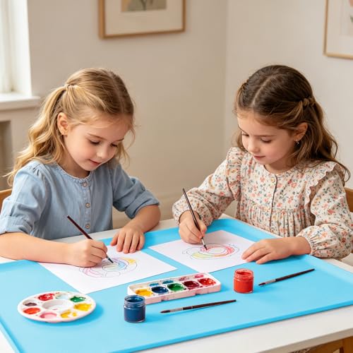 Silicone Art Mat for Crafts, 24"x16" Silicone Painting Mat to Keep Clean Protects Surfaces Perfectly for Crafts, Legos, Resin & Jewelry-Making, DIY Crafts Mat - color: Blue